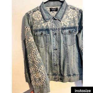 Johnny Was eyelet denim jacket